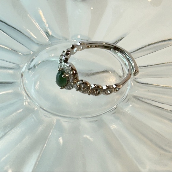 Elegant Sterling Silver Jade Ring – Dainty Halo Style, Size 5.45 Adjustable NWOT - Picture 11 of 11